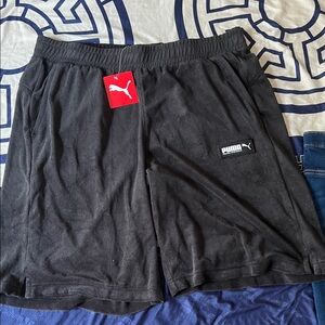 Puma Black Men’s Athletic Shorts with Logo Patch